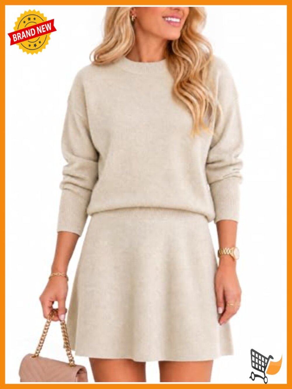 Long Sleeve Sweater Skirt Set Knit 2 Piece Casual Fall Outfit